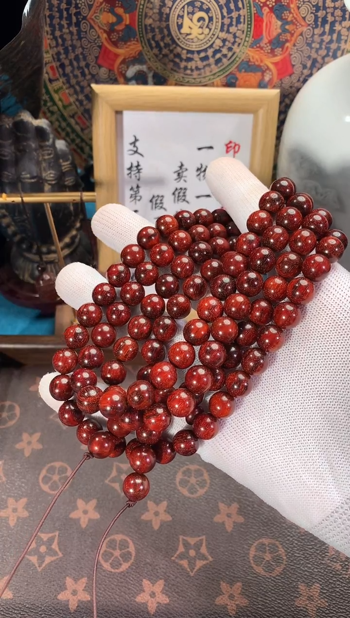 手串/手链小叶紫檀印度小叶紫檀（檀香紫檀）1.0*108琴料黑飘红
