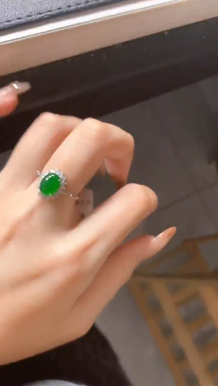 银S925镶嵌戒指翡翠51511