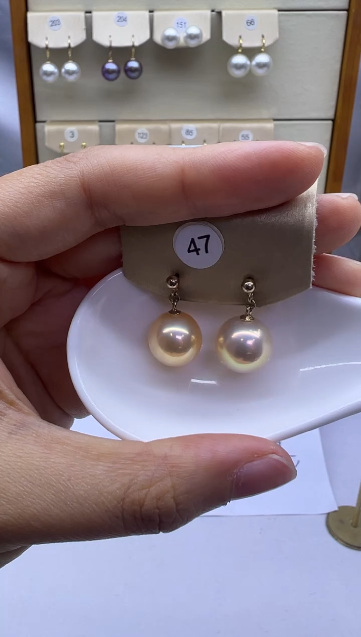 银S925镶嵌耳饰淡水珍珠47