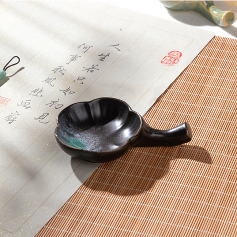 【黑色诗文笔搁】兰斋文房创意小砚台陶瓷墨碟笔舔毛笔架墨汁