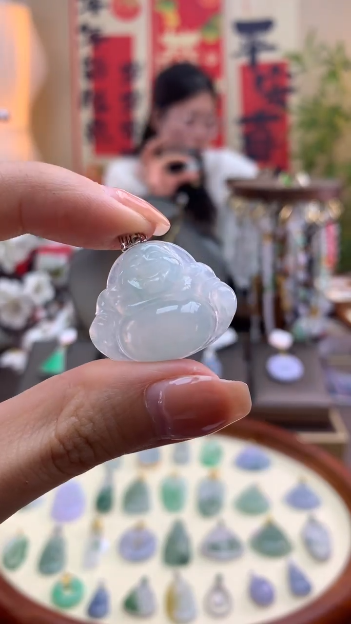 【闪购商品】翡翠颈饰18K金镶嵌天然a货翡翠吊坠