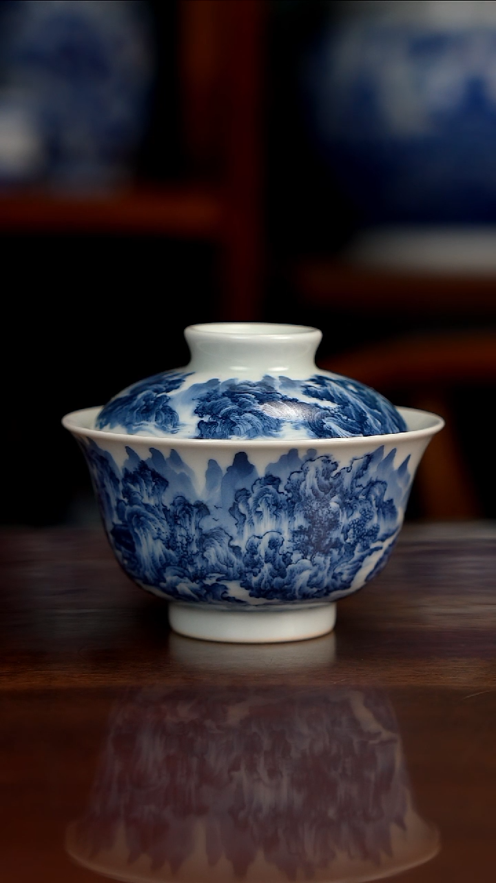 景琳藏青花北派山水江山万里图