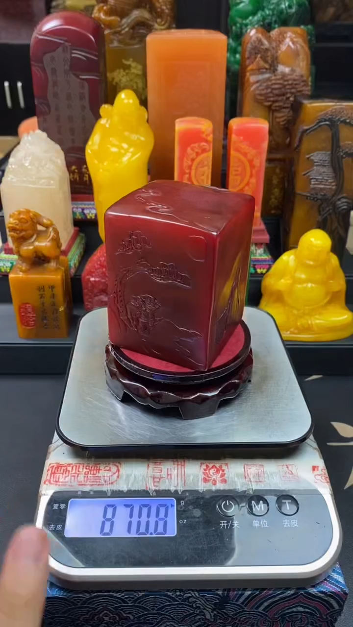 寿山石印石红田薄意雕方章 开播福利