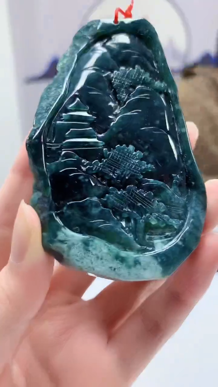 【闪购商品】定制翡翠未镶嵌4812zm-毛货挂件95山水