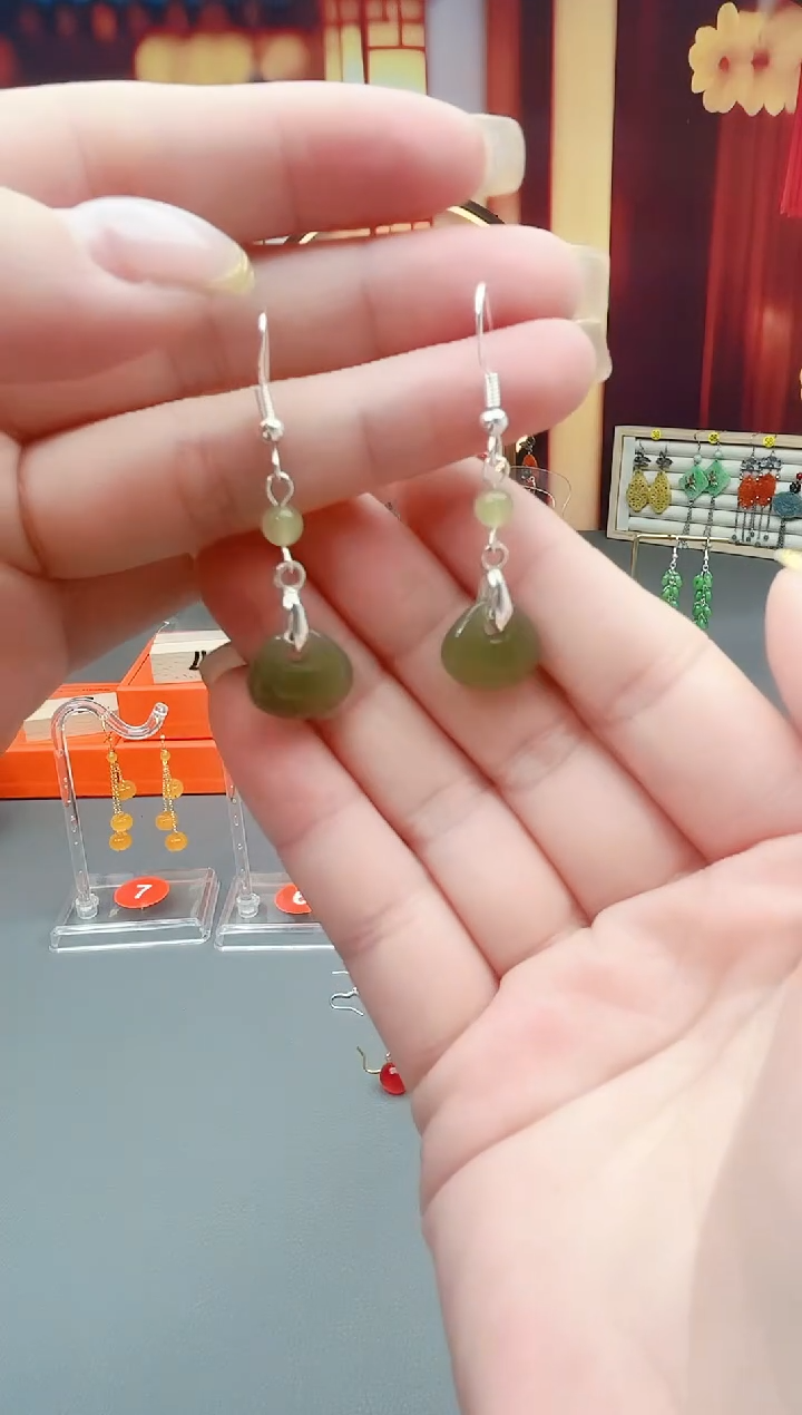 未镶嵌和田玉耳饰x03  深色