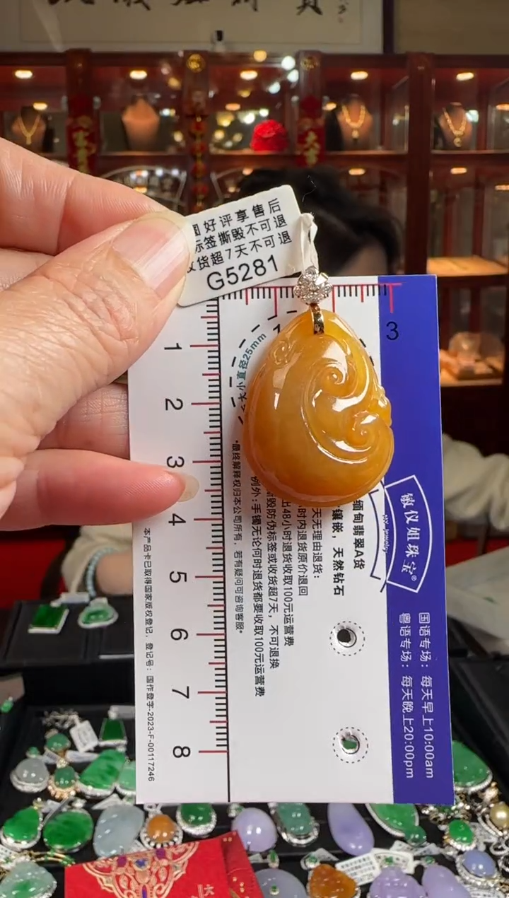 【闪购商品】翡翠颈饰18K金镶嵌G5281冰红如意