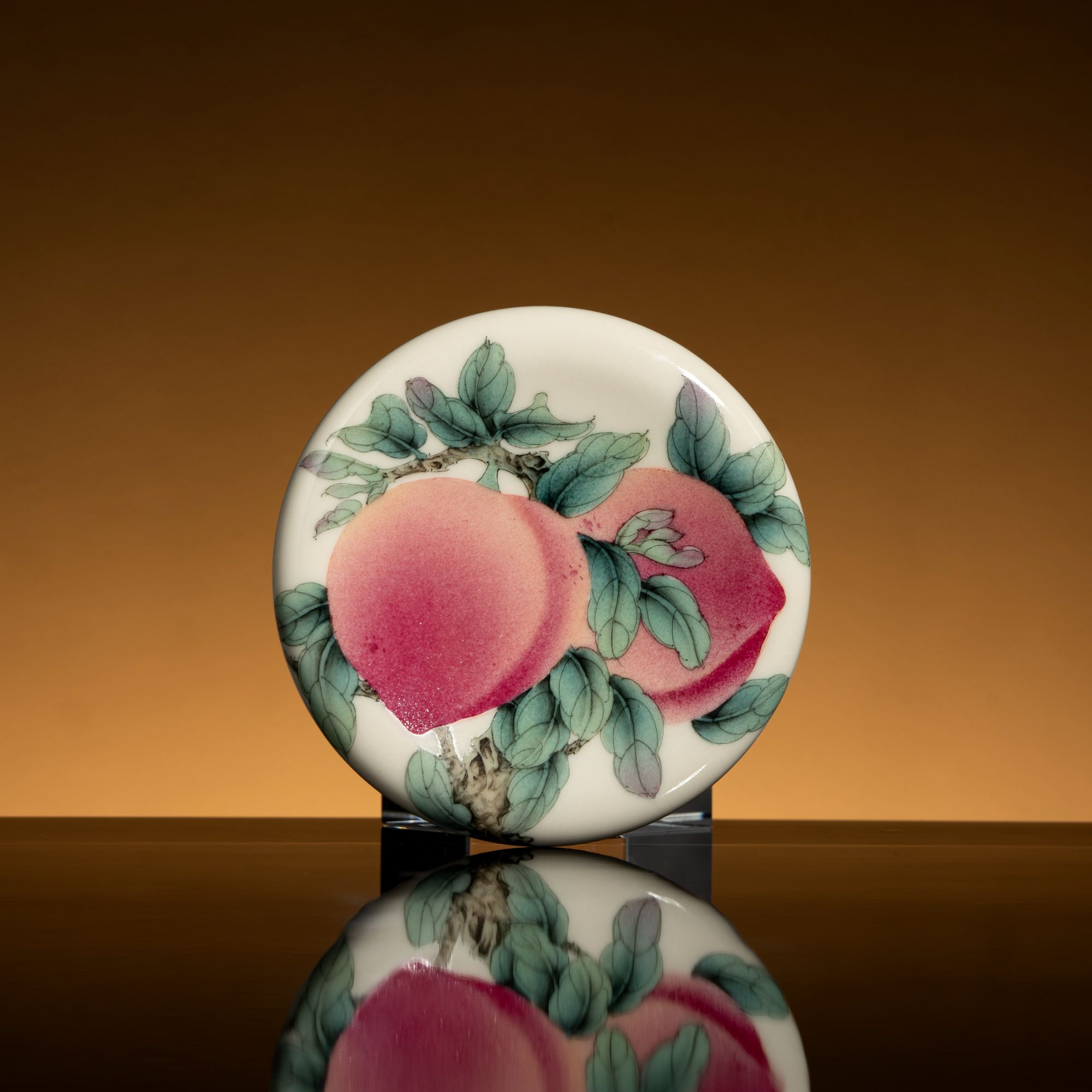 雅圣寿桃盖置景德镇手工手绘茶具