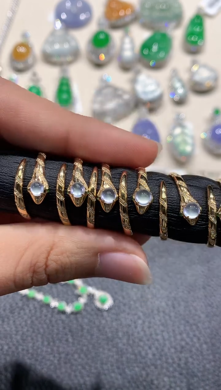 【福公子珠宝】-翡翠戒指18K金镶嵌-多样性一件发货-103