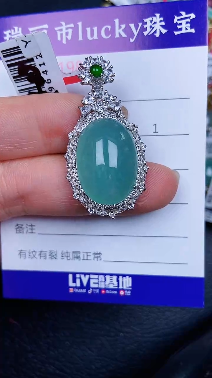 颈饰银S925镶嵌翡翠1984