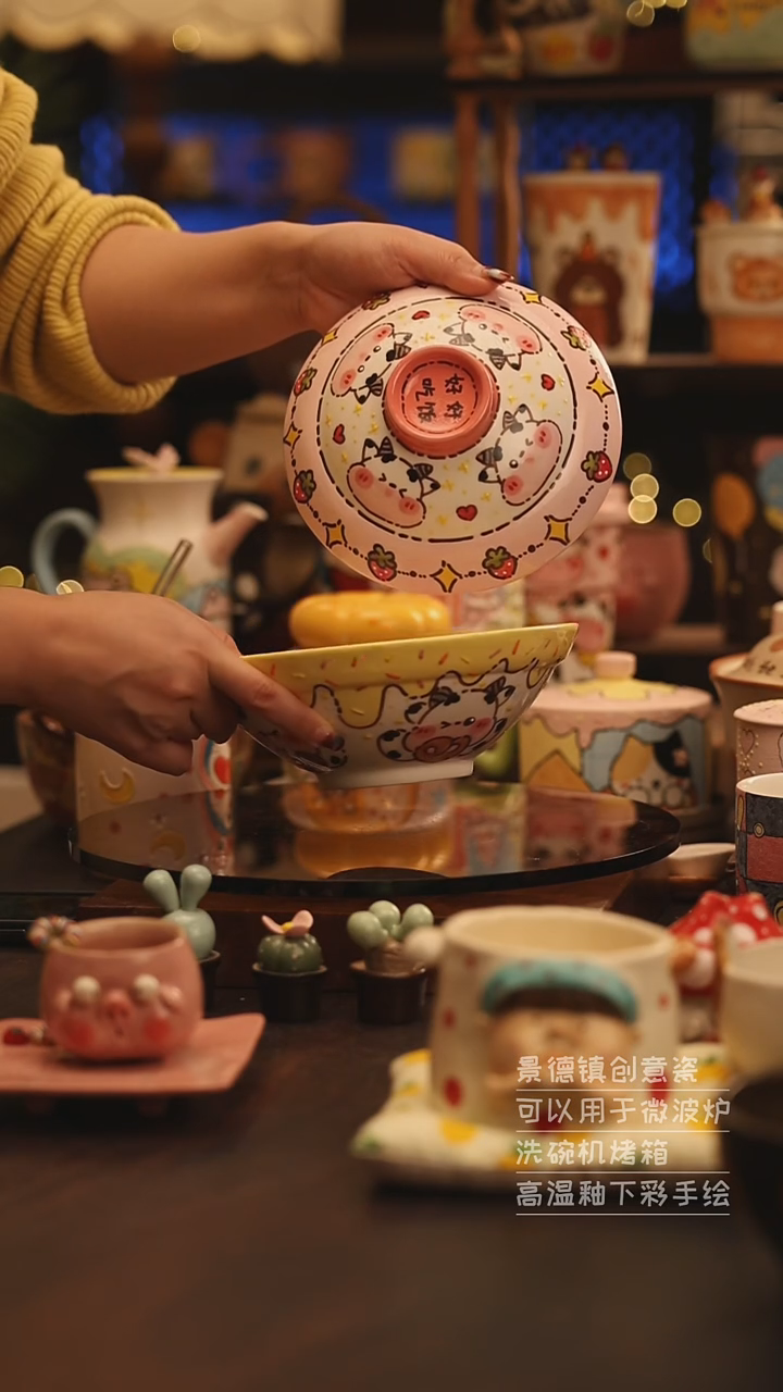 陶瓷景德镇可爱陶瓷釉下彩绘设计师款