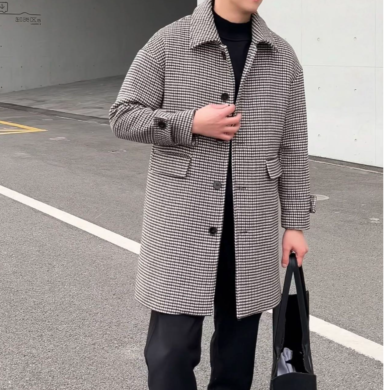 【koztun】毛呢大衣2336男士简约大气毛呢中长款休闲