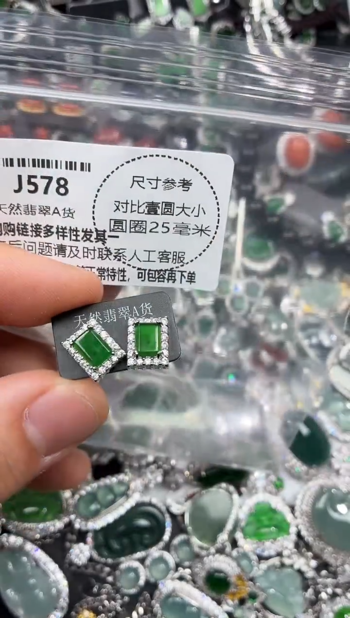 颈饰未镶嵌翡翠J578耳钉