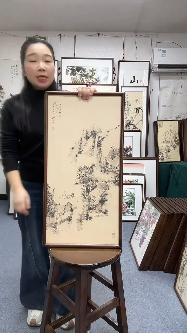 国画尺寸35*68实木画框京东包邮手绘