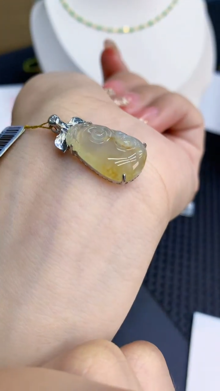 【闪购商品】翡翠18K金镶嵌颈饰            8