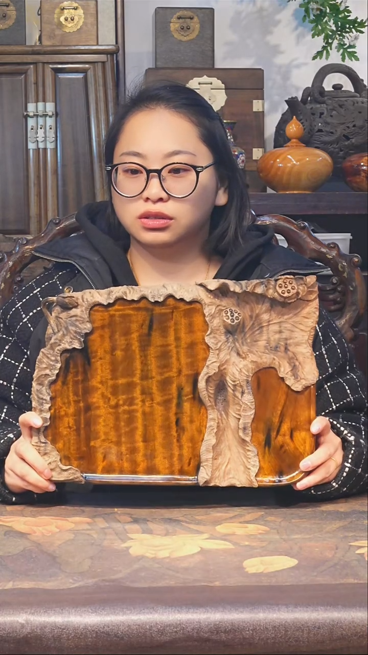 金丝楠小叶桢楠【5】纯手工 整板整雕 重工茶盘