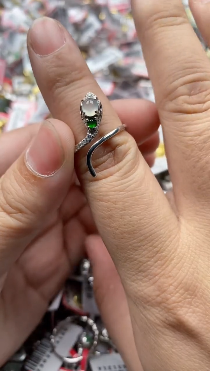 【闪购商品】翡翠戒指银S925镶嵌9999---8