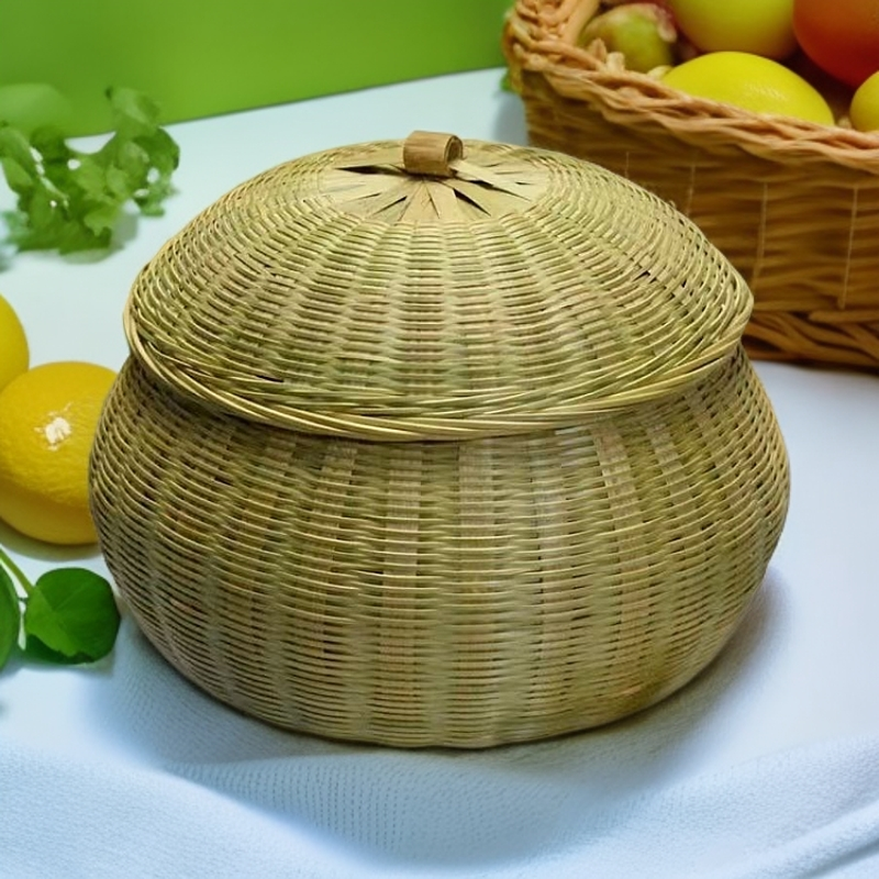 竹编带盖南瓜筐鸡蛋茶叶筐馒头篮零食筐