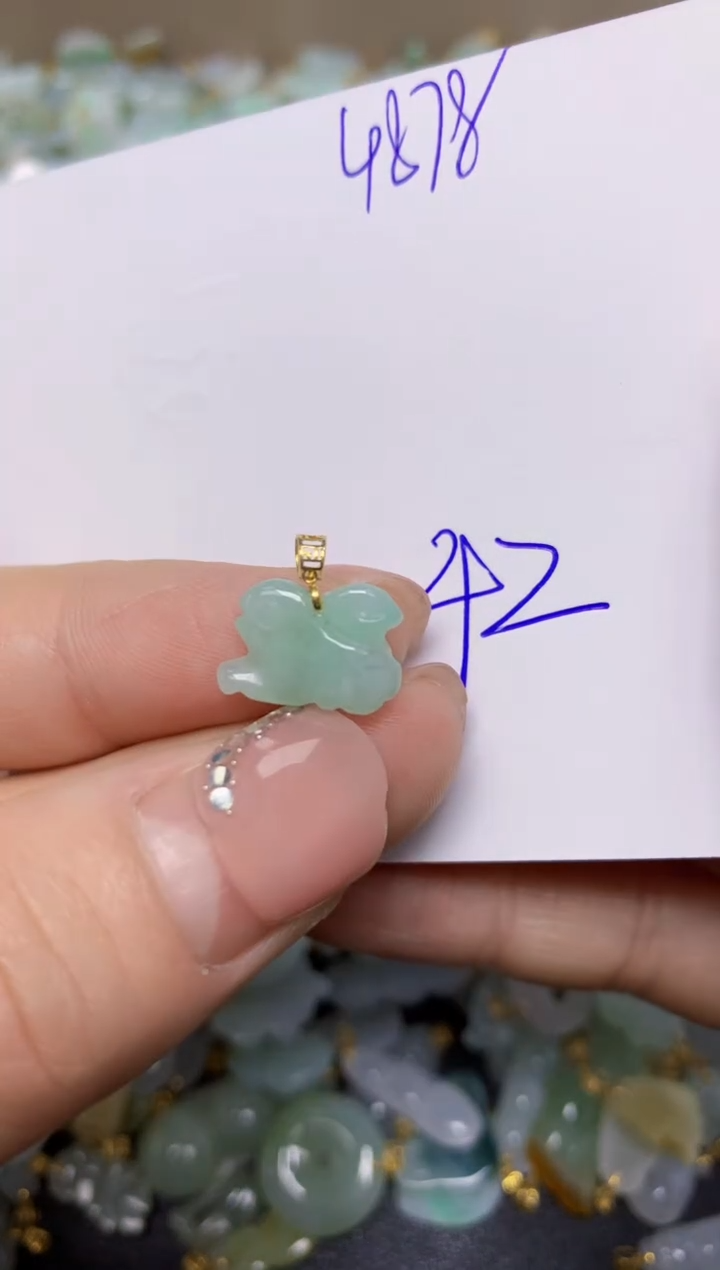 【闪购商品】翡翠挂件18K金镶嵌 天然翡翠A货