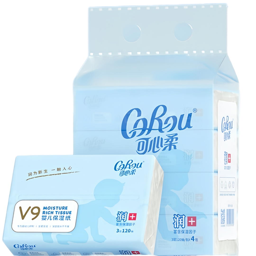 可心柔 V9婴儿乳霜保湿纸 120抽*4包乳霜柔纸巾