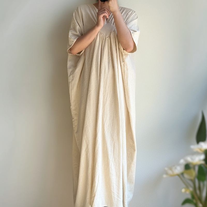 手工定制曼陀罗棉麻连衣裙