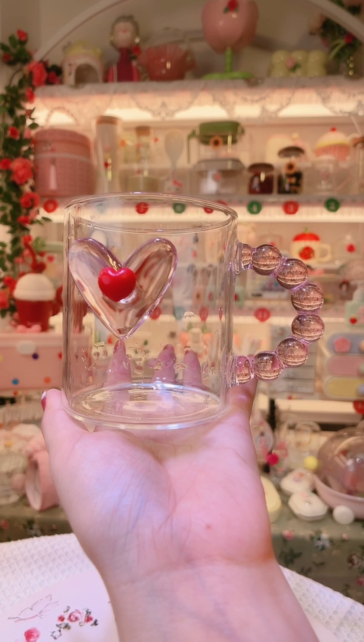 粉色爱心水杯——手工制作品质好！