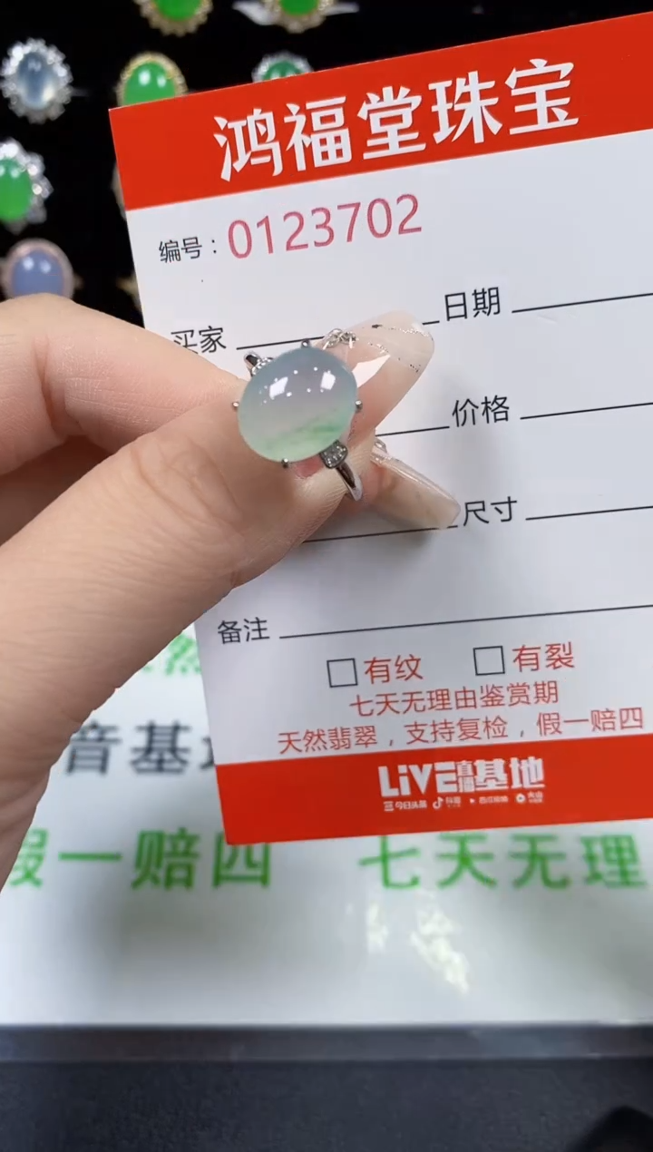 翡翠戒指银S925镶嵌3702