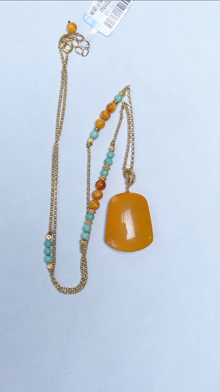 蜜蜡颈饰未镶嵌焦皮牌子吊坠