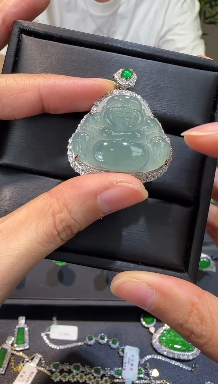 【闪购商品】翡翠吊坠(不含链)银S925镶嵌蓝水福公吊坠