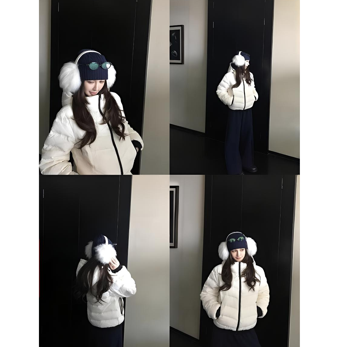 撞色连帽排骨长袖棉服女2025冬装新款面包服防风保暖高级棉衣外套