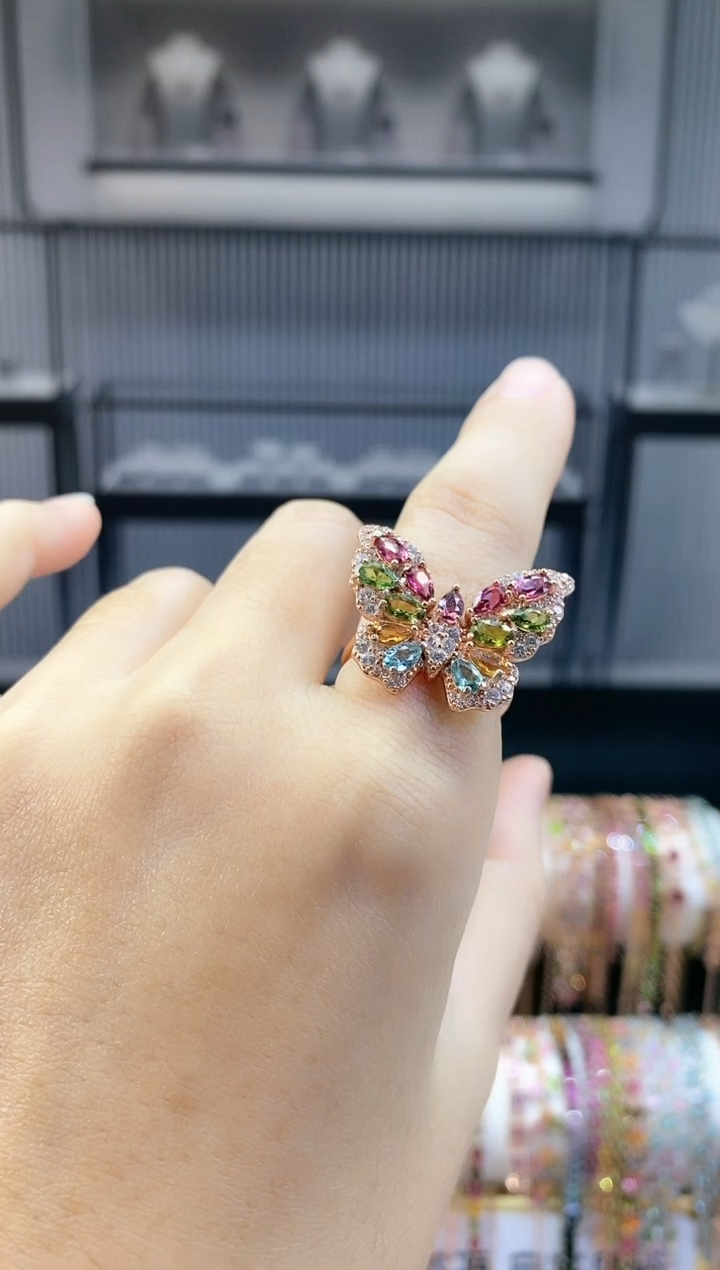 银S925镶嵌戒指碧玺888888888