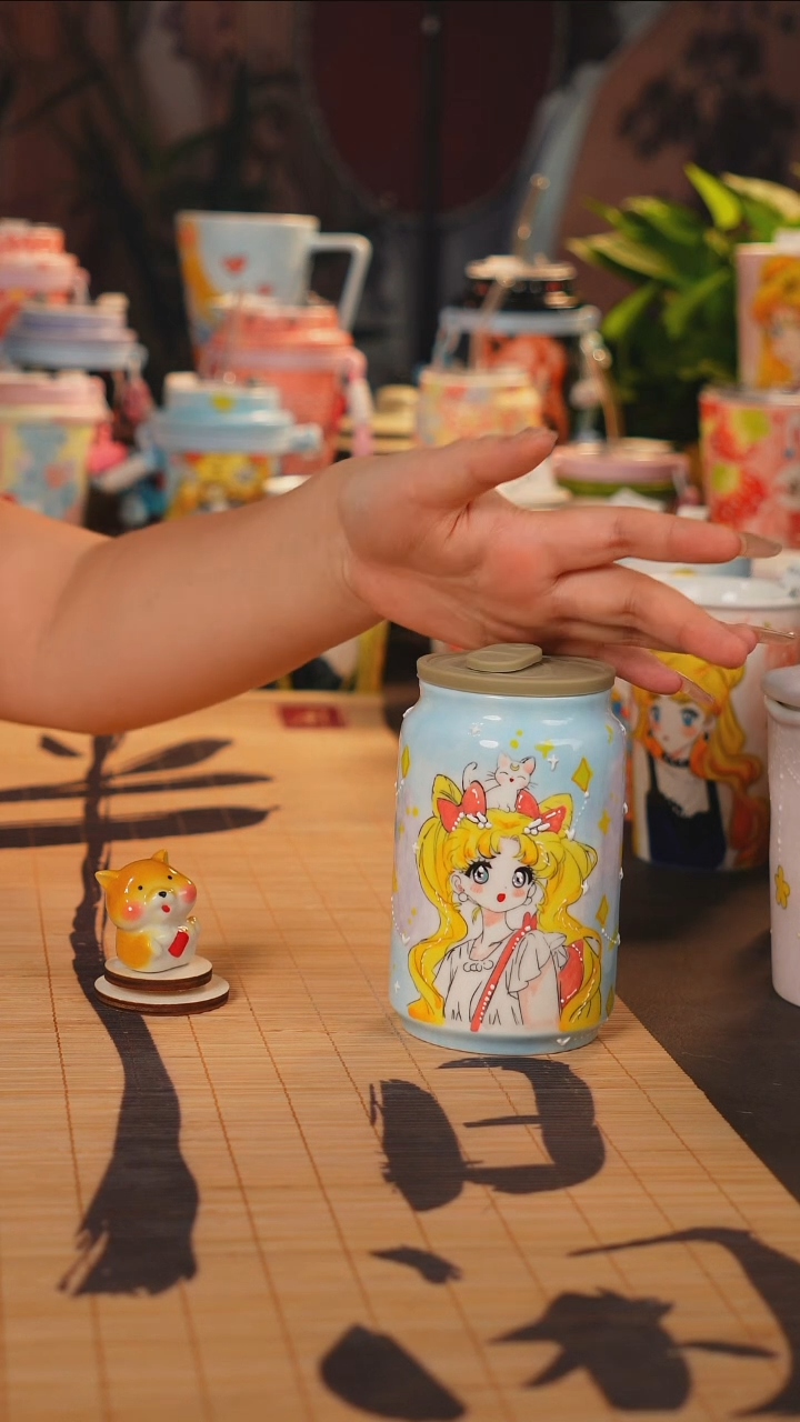景德镇手工美少女系列随行杯