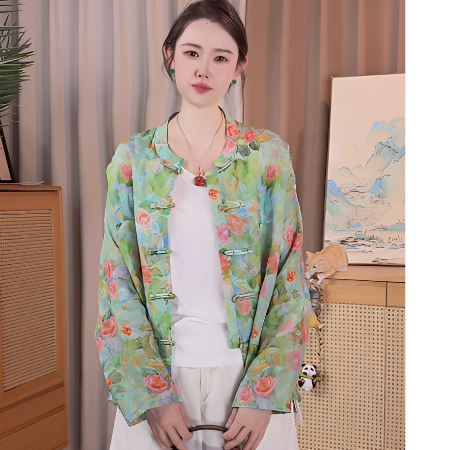 【听竹里】莫奈系列衬衫棉麻短裤套装