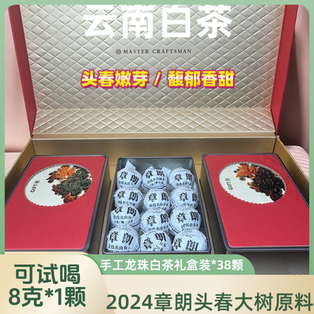 跃捷辰号2024年头春 章朗古寨 大树白茶龙珠 手工龙珠