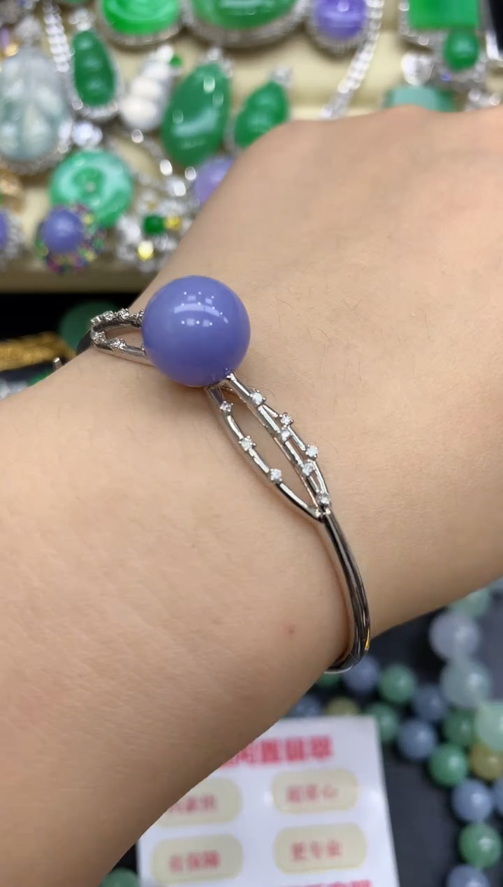 18K金镶嵌手镯翡翠376-中国好珍宝