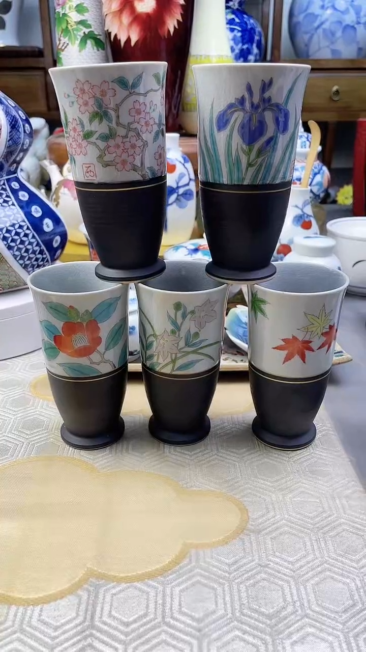 【闪购商品】盘西山窑手绘杯五件套