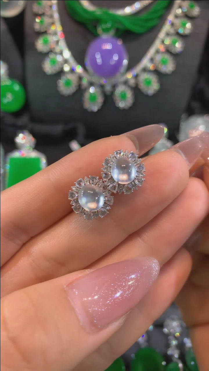 【闪购商品】翡翠耳饰18K金镶嵌耳饰