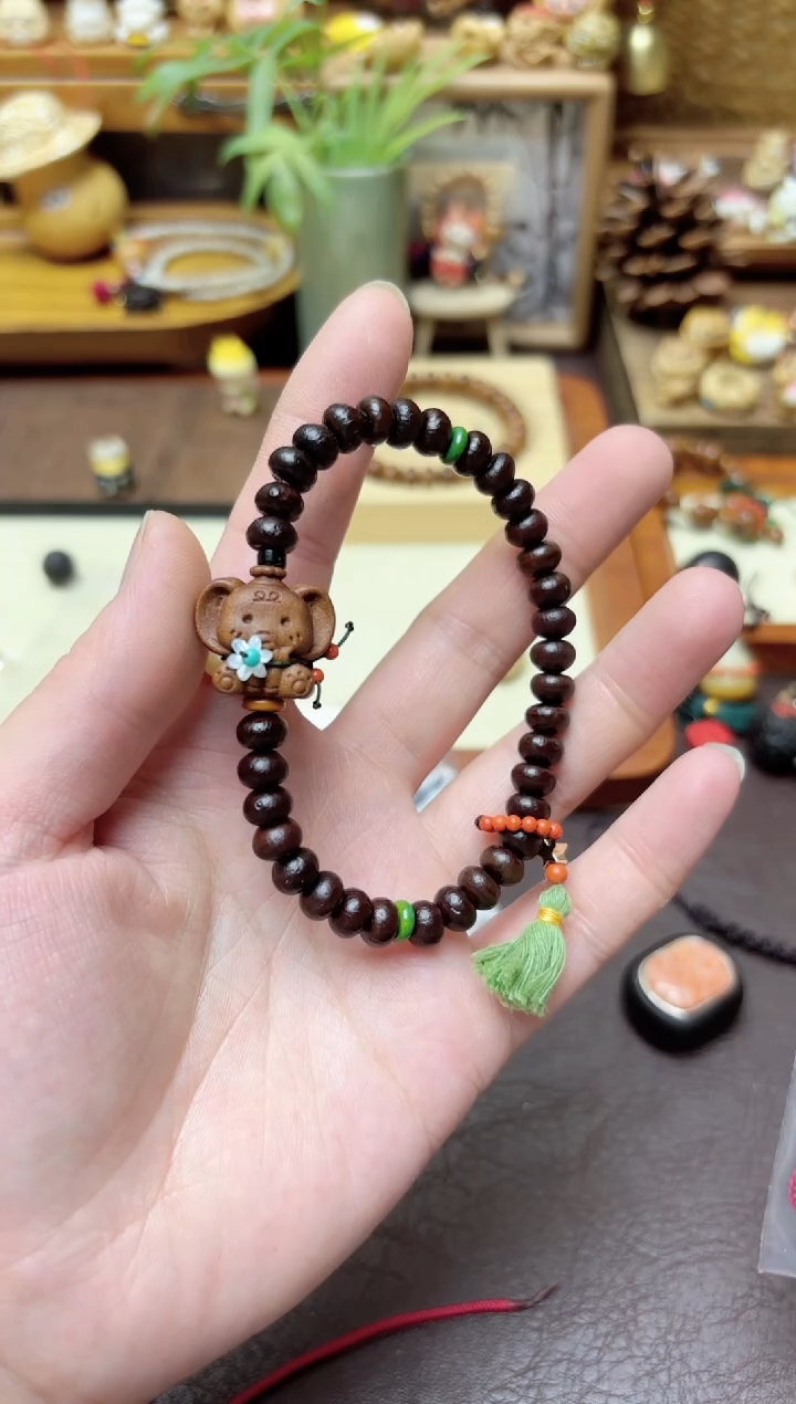 紫金钵盂菩提手串小象手链