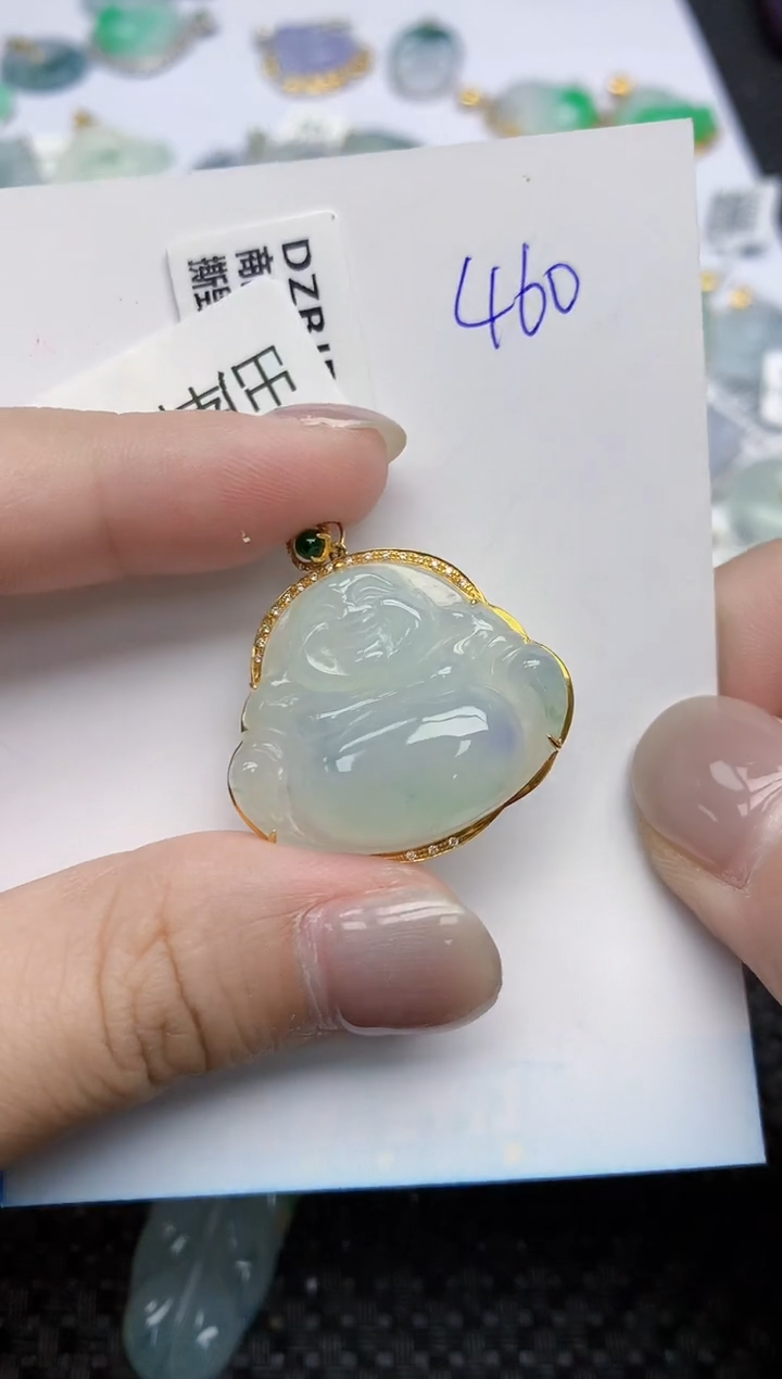 【闪购商品】翡翠颈饰18K金镶嵌天然翡翠A货