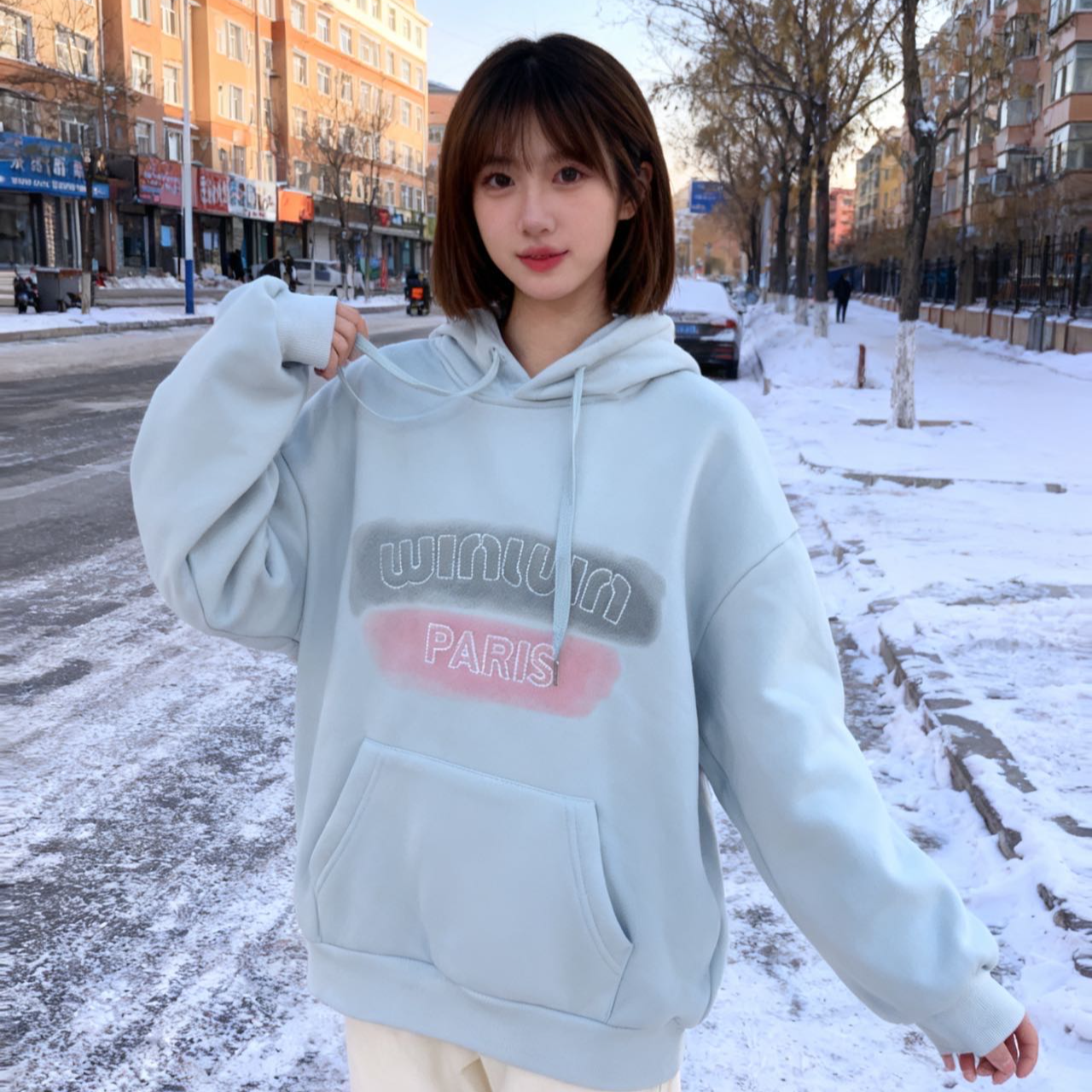 9636769高端专享秋冬款青少年加绒卫衣蓝色（靠谱）