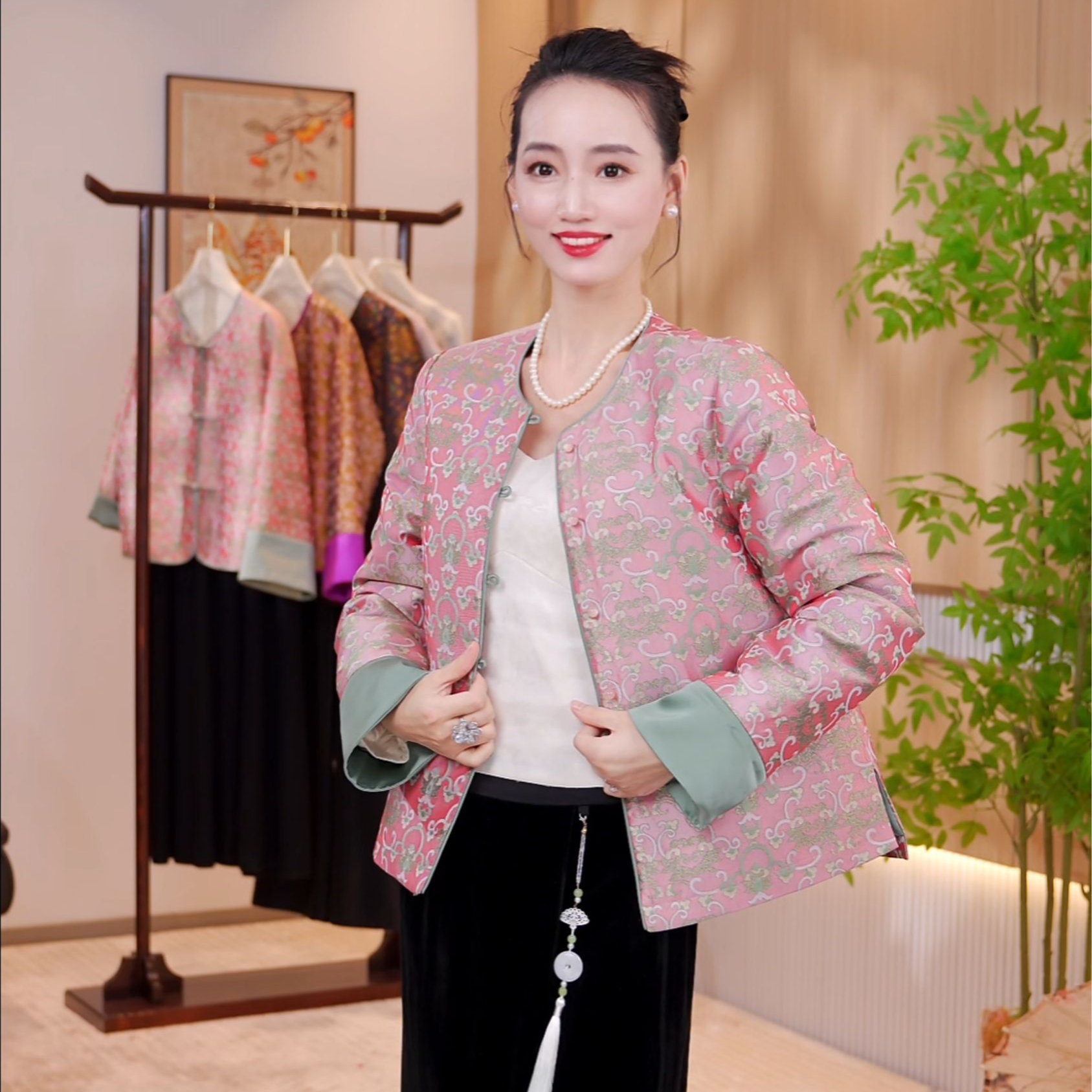 【蜀锦】冬季新中式女装外套90白鹅绒蜀锦可拆卸内胆JX0208