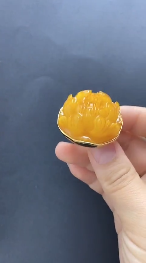 【闪购商品】琥珀裸石银S925镶嵌蜜蜡戒指
