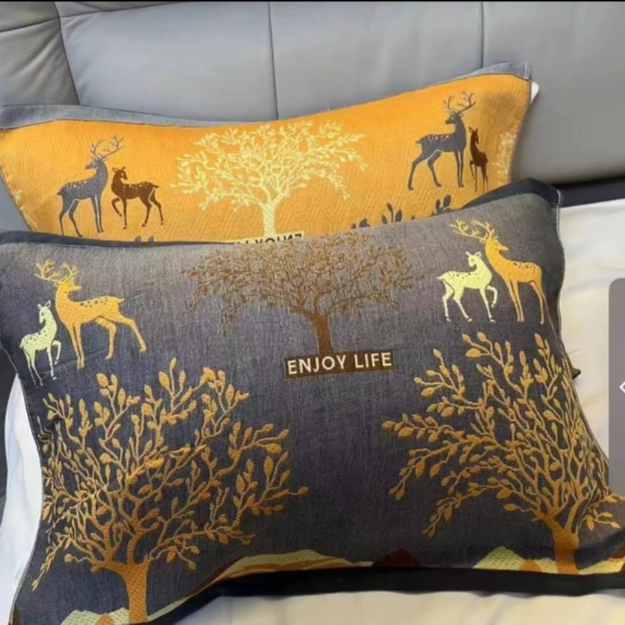 加厚纱布枕巾--吉祥小鹿50*80