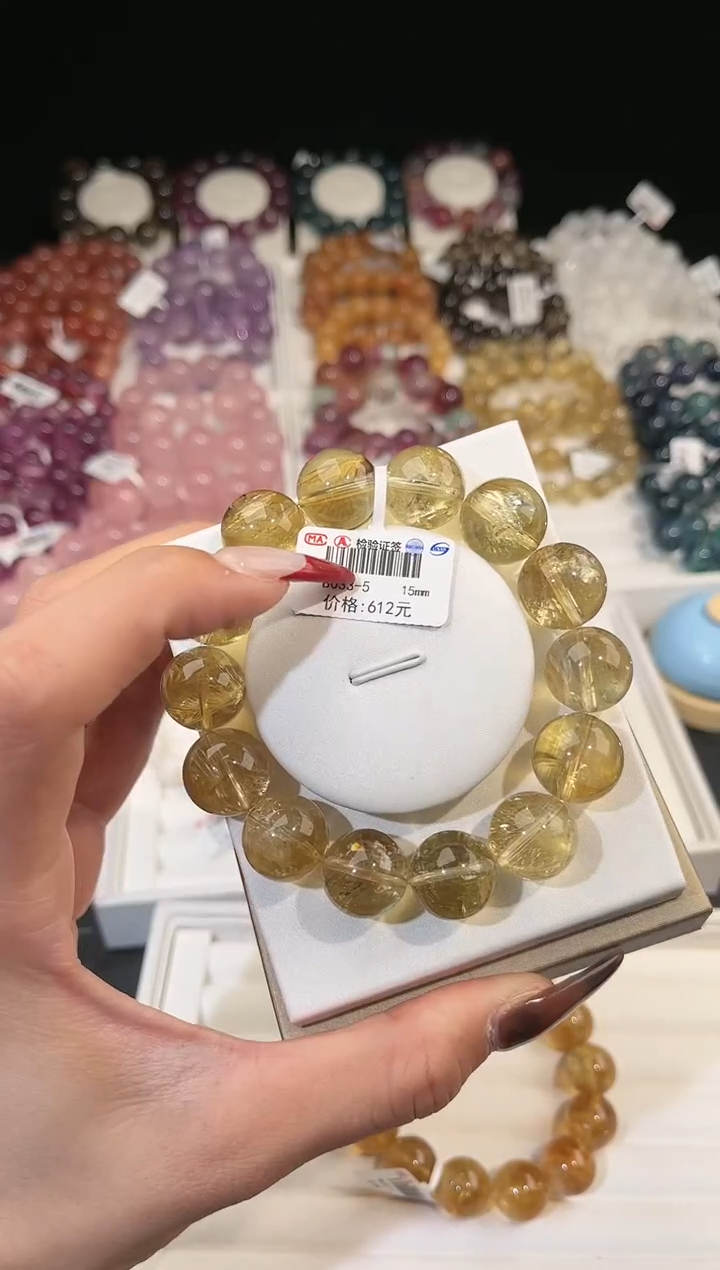 【闪购商品】水晶手链未镶嵌多样性发一黄阿赛15mm