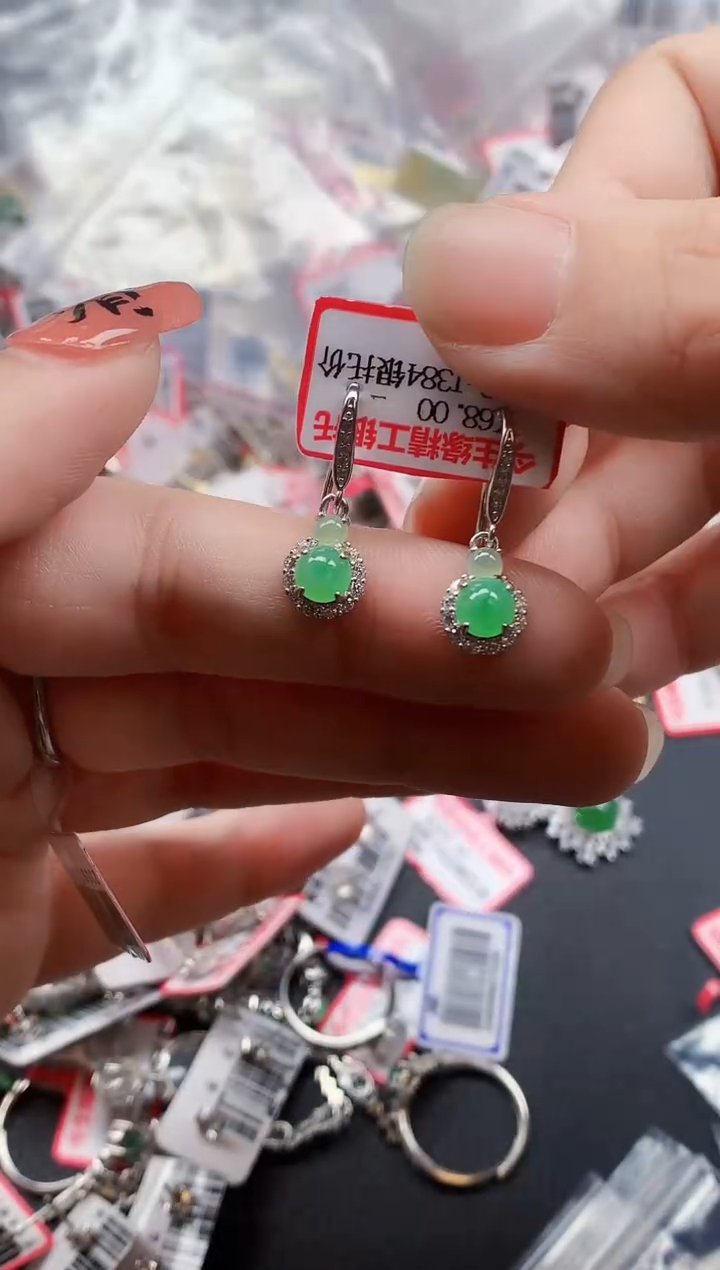 银S925镶嵌戒指翡翠天然A货缅甸翡翠