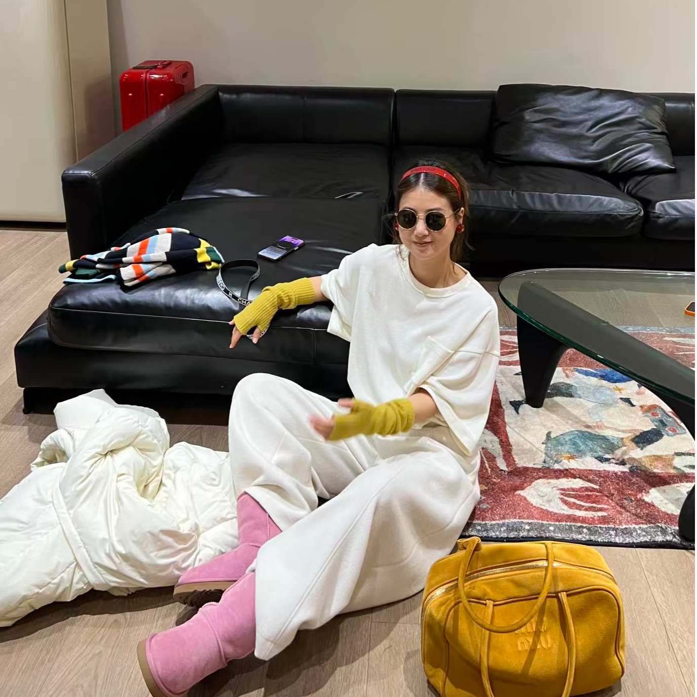 YOON深圳原创【在云端】简约德绒宽松落肩口袋慵懒软糯T恤