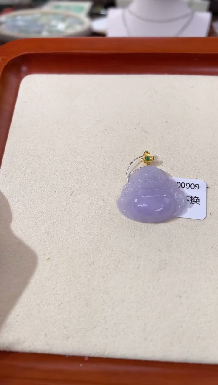 【闪购商品】翡翠颈饰18K金镶嵌天然缅甸a货翡翠