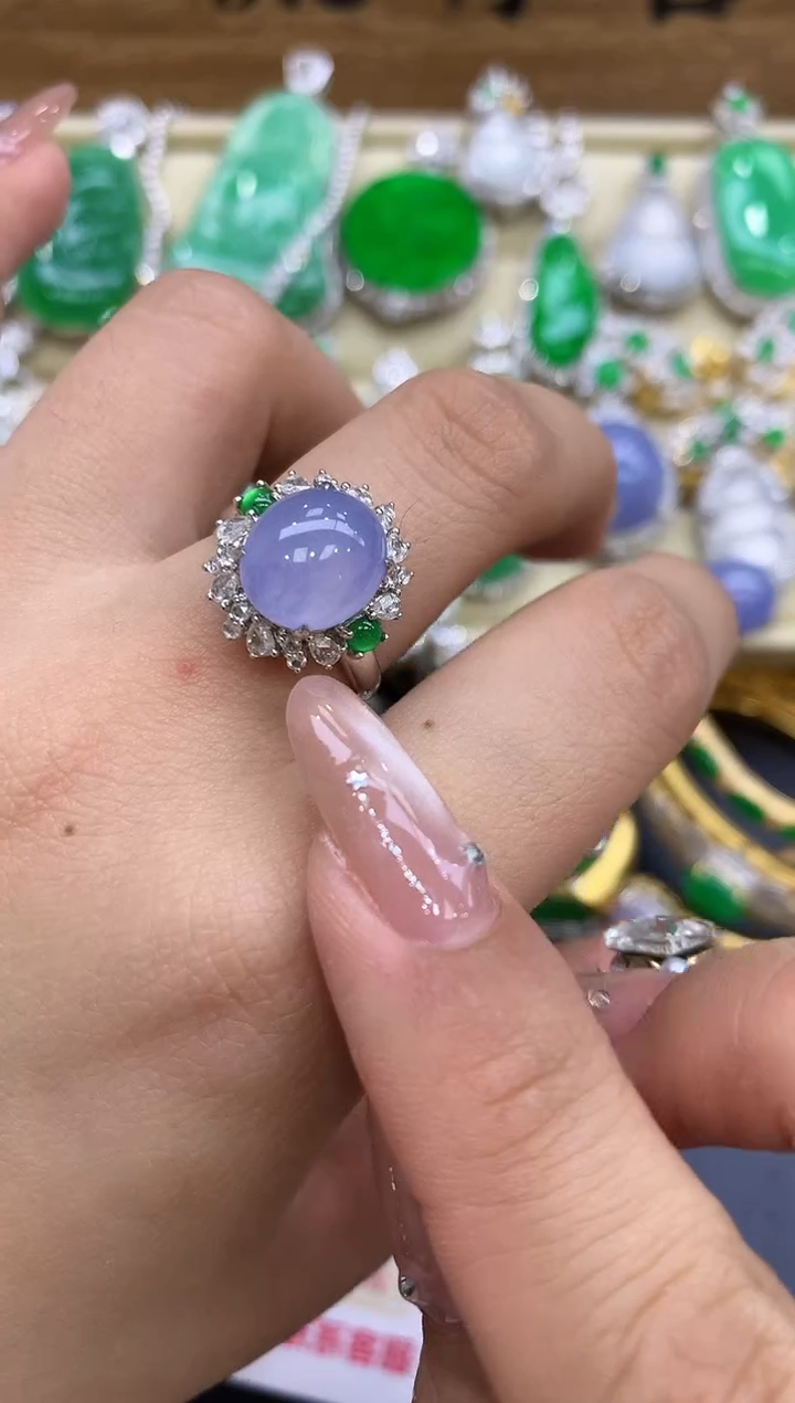 18K金镶嵌戒指翡翠410-中国好珍宝