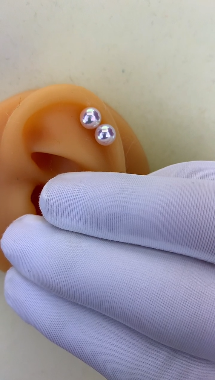 18K金镶嵌DA海水珍珠 GD001 5-6 素钉定制