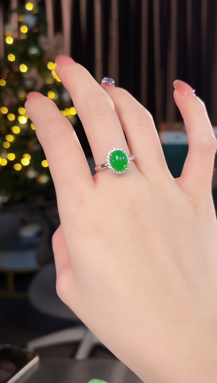 【闪购商品】翡翠戒指18K金镶嵌缅料A货/支持复检/一件