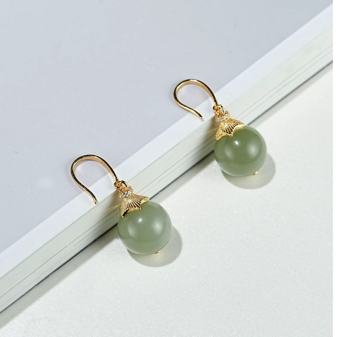 印象眸S925银和田玉晴水圆珠耳饰  多样性拍一发一 YS